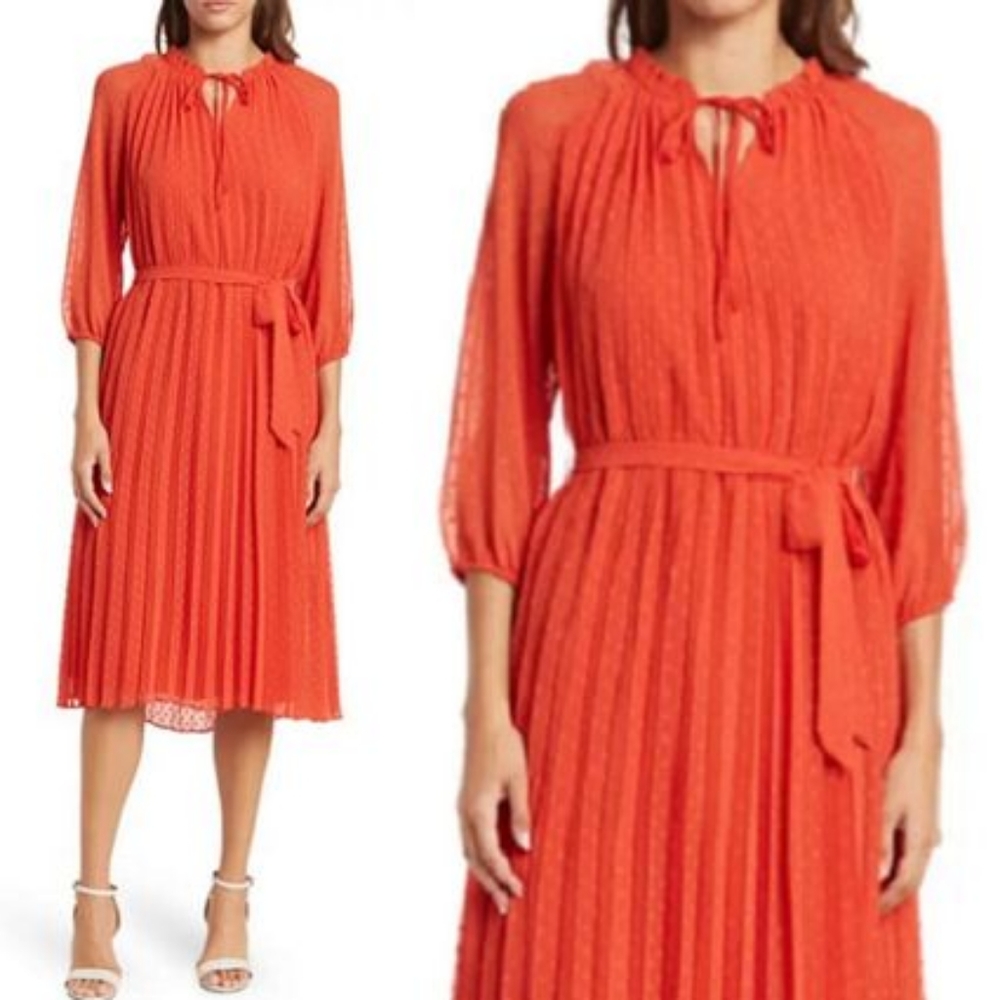 NWT. Nanette Lepore Orange midi dress.